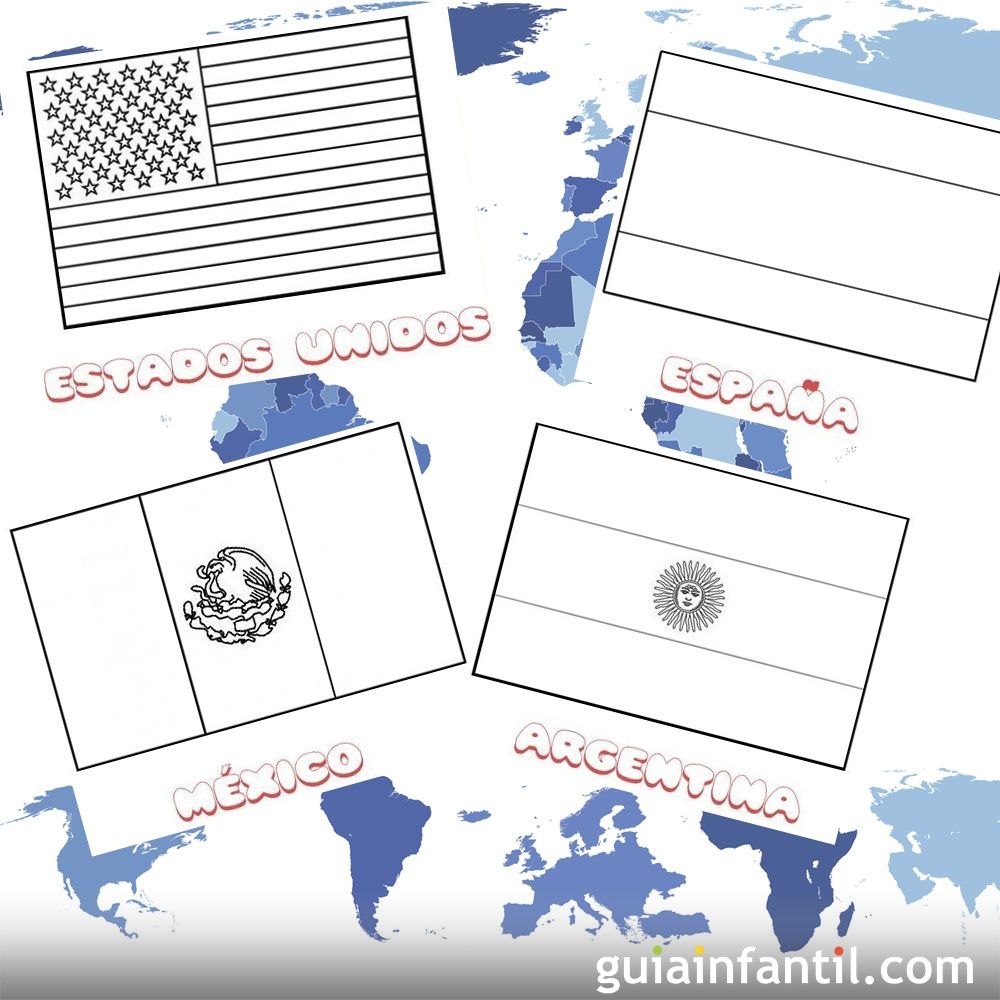 Dibujos de banderas de países para colorear con los niños