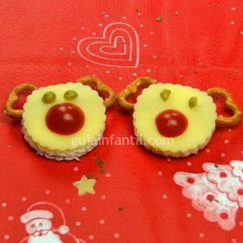 Canapé de Navidad para niños con forma de reno