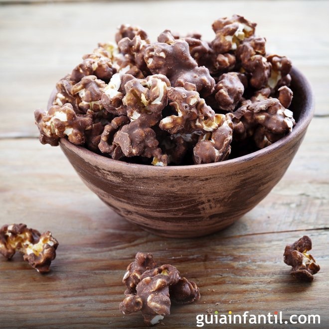 Palomitas con Nocilla para la merienda. Recetas infantiles