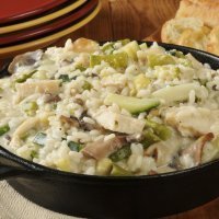 Risotto de verduras con jamón y manzanas