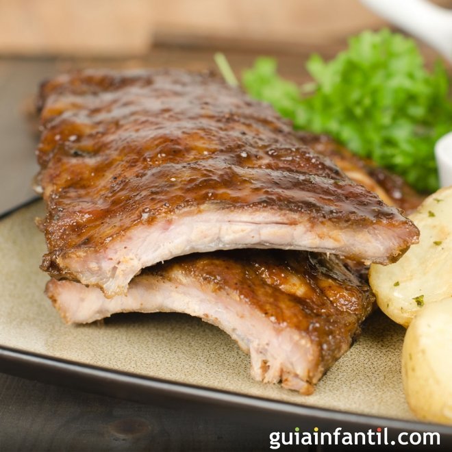 Costillas de cerdo con hierbas y miel al horno