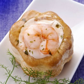 Volovanes rellenos de gambas