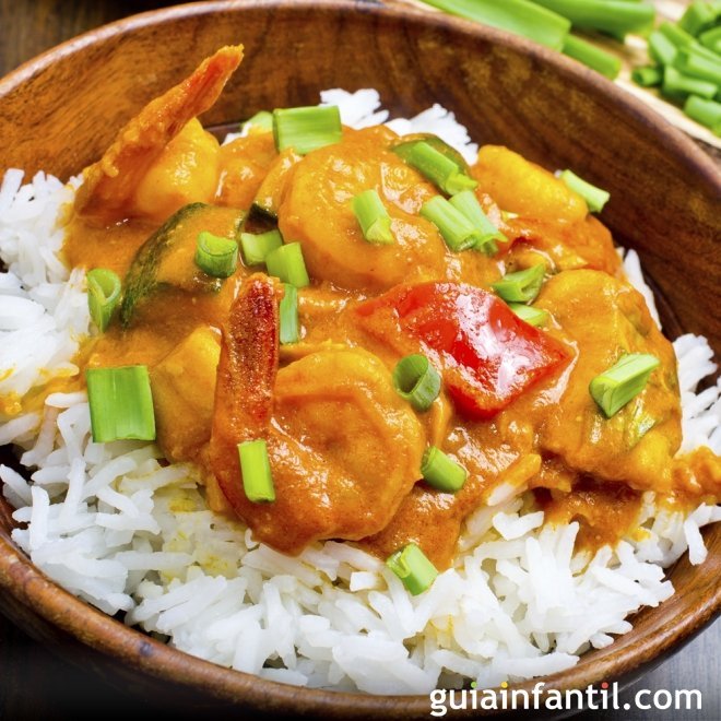 Arroz Con Gambas Al Curry Receta Rápida