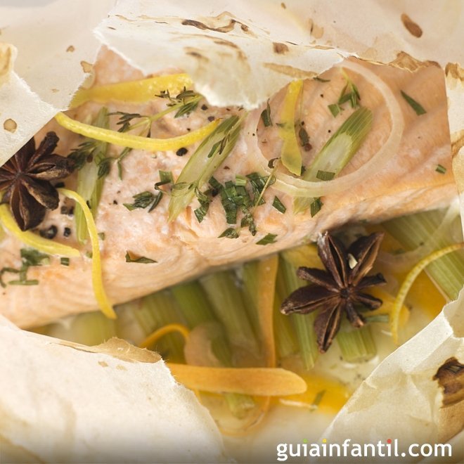 Papillote De Salmón. Receta Rápida Para Niños Y Embarazadas