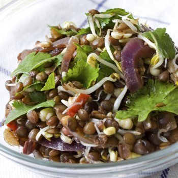 Ensalada de lentejas y soja, fresca y sana