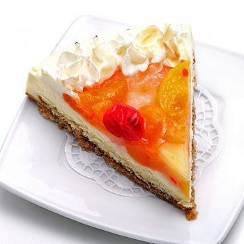 Tarta de yogur y melocotón en almíbar