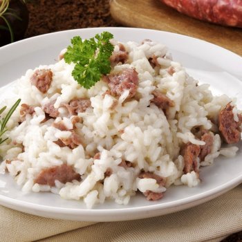 Risotto fácil de salchichas para niños