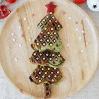 Tortita o crepe con forma de árbol de Navidad