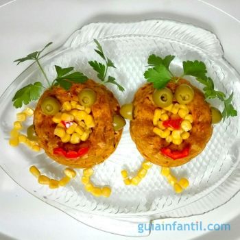 Muñecos de pastel de caballa. Recetas divertidas para niños