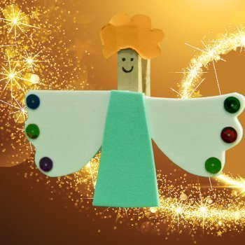 Ángel de pinza para el árbol de Navidad. Manualidad infantil