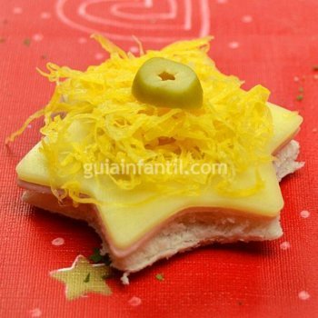 Aperitivos de Navidad. Estrella con huevo hilado