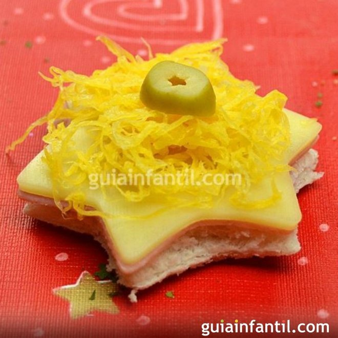 Aperitivos de Navidad. Estrella con huevo hilado