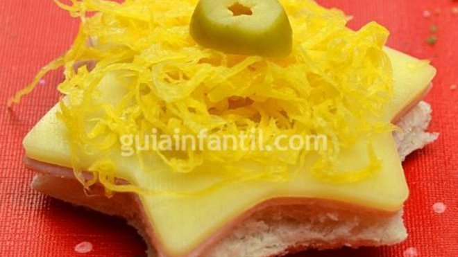 Aperitivos de Navidad. Estrella con huevo hilado
