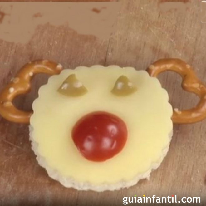 Aperitivo con cara de reno. Recetas de Navidad