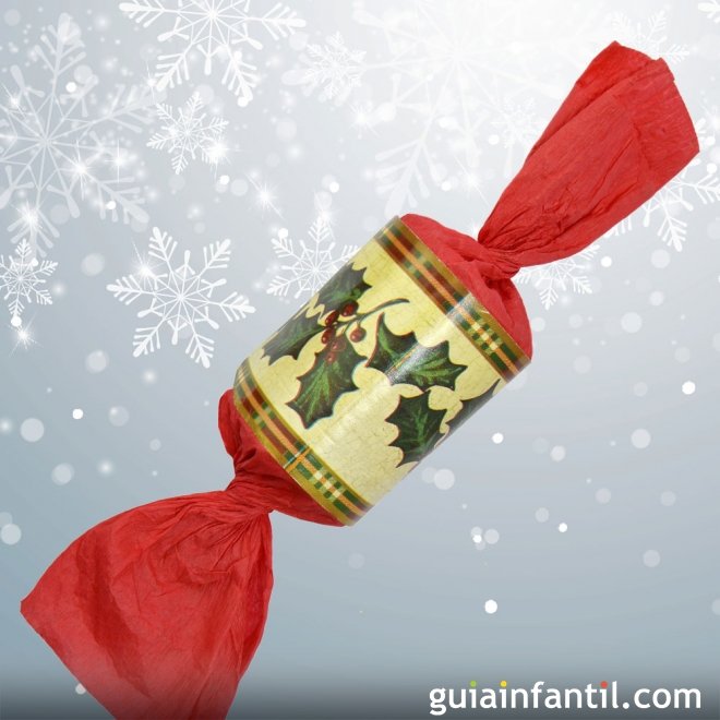 Envoltorio con forma de caramelo. Manualidad de Navidad