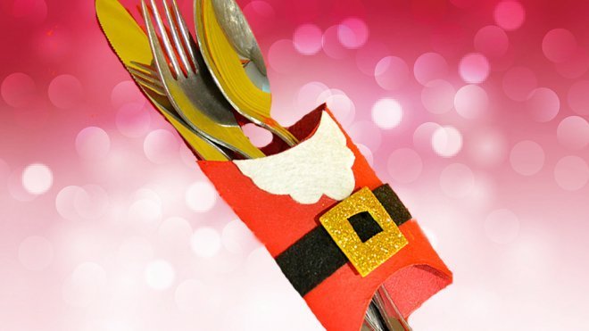 Porta cubiertos de Papá Noel. Manualidades para Navidad