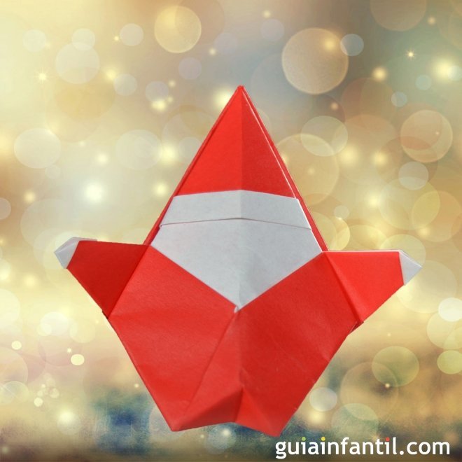 Cómo hacer un Papá Noel de origami. Papiroflexia de Navidad