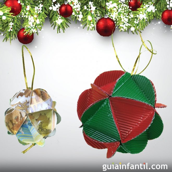 Cómo hacer unas bolas de Navidad para el árbol con cartón de reciclaje