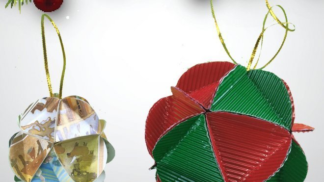 Cómo hacer unas bolas de Navidad para el árbol con cartón de reciclaje