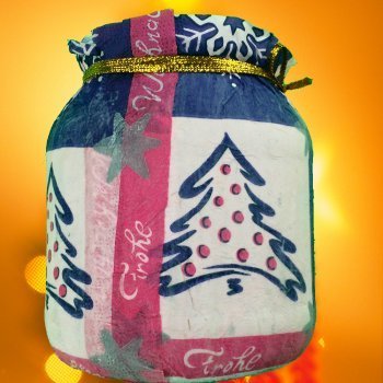 Portavelas navideño. Manualidades de reciclaje