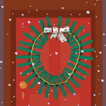 Corona navideña con pinzas