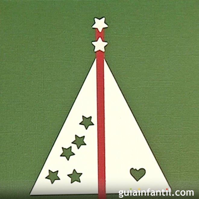 Postales y tarjetas para Navidad, árbol y estrellas. Manualidades con niños