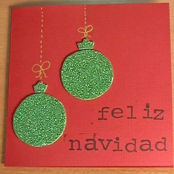 Felicitación de Navidad con bolas brillantes, manualidades con los niños