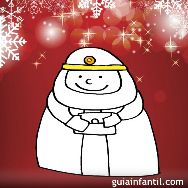 Dibujo infantil de Navidad. Rey Mago Gaspar