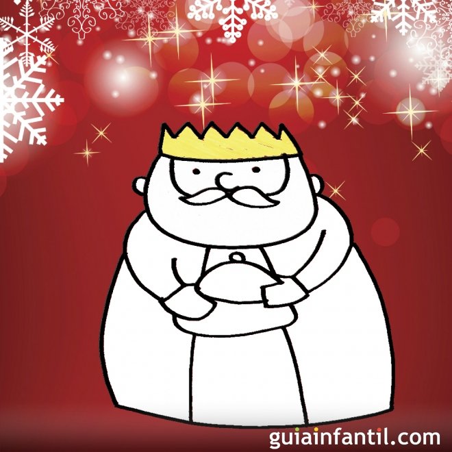 Dibujo navideño para niños. Rey Mago Melchor