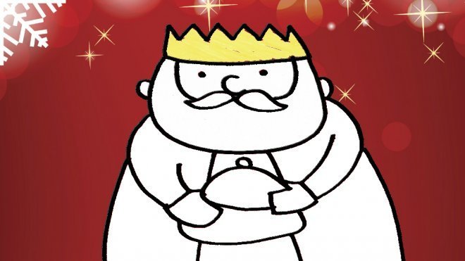 Dibujo navideño para niños. Rey Mago Melchor