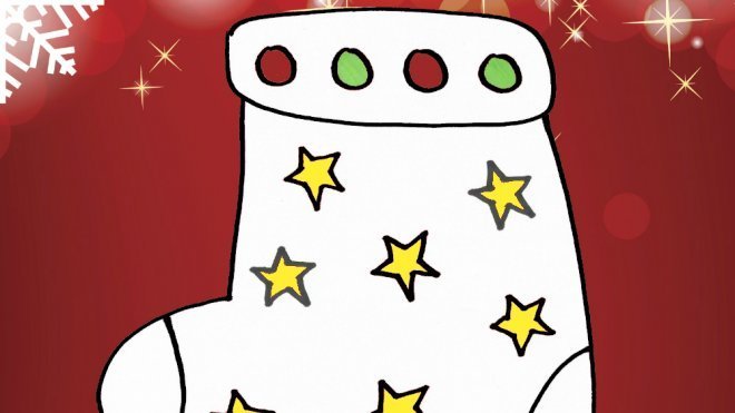 Dibujo infantil de Navidad. Bota navideña