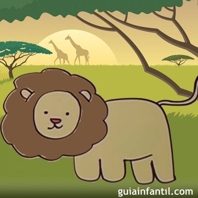 Cómo dibujar un león. Dibujos de animales para niños
