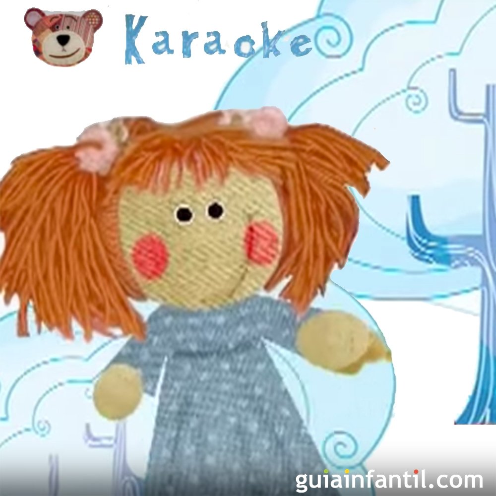 Muñeca vestida de azul. Karaoke del oso traposo