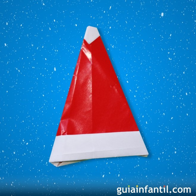 Cómo hacer un gorro de Papá Noel de origami