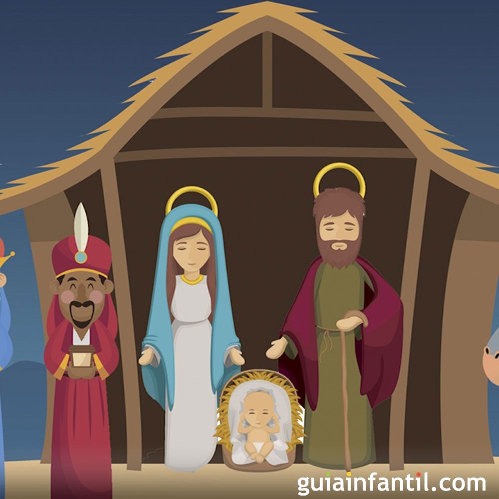 El nacimiento del niño Jesús. Cuento ilustrado de Navidad para niños