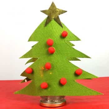 Lámpara con forma de árbol de Navidad. Manualidades para niños