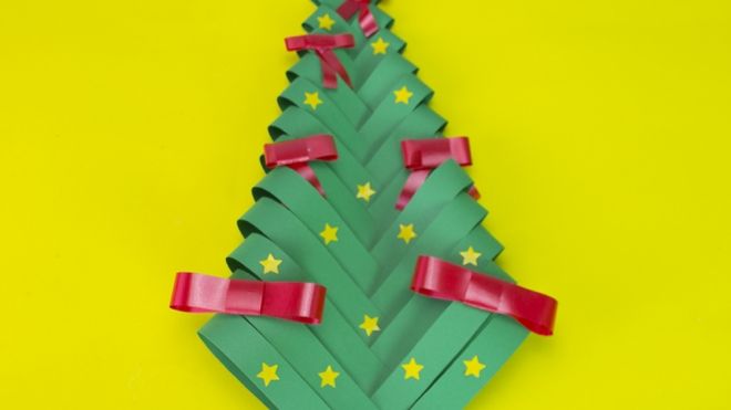 Árbol de Navidad con cartulina. Manualidades infantiles