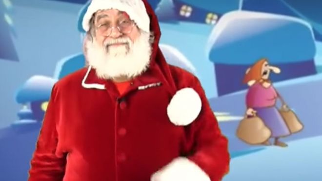 Villancico Ya viene la vieja bailado por Papá Noel. Canciones de Navidad