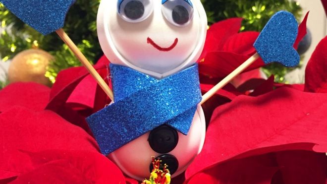 Muñeco de nieve para decorar. Manualidades navideñas para niños