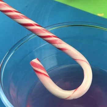 El bastón de caramelo que pierde los colores. Experimento para niños