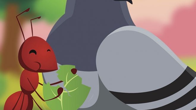 Fábula de la paloma y la hormiga. Fábulas con valores para los niños