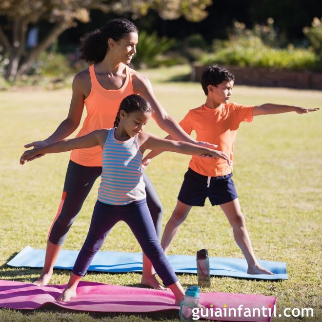 El guerrero II. Postura de yoga para niños