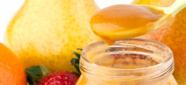 papilla de manzana melocotón fresa