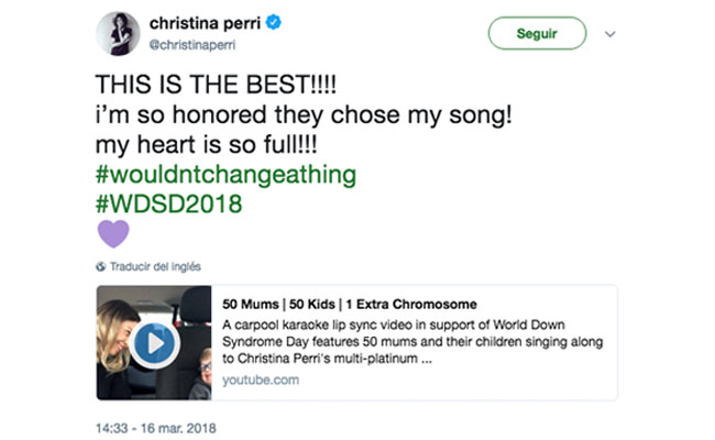 Christina Perry sobre los niños con Síndrome de Down Comentario Christna Perry