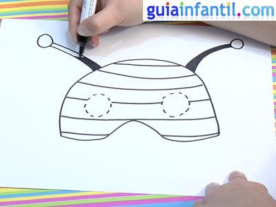 Dibujar un antifaz abeja. Paso 4. Dibujar un antifaz abeja. Paso 4.