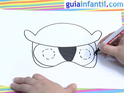 Dibujar una careta de búho. Paso 4.
