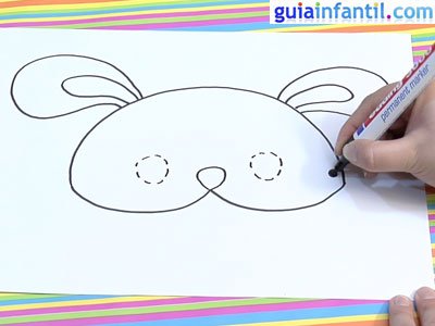 Dibujar un antifaz de conejo. Paso 3. Dibujar un antifaz de conejo. Paso 3.