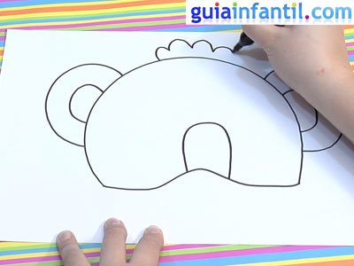 Antifaz de un koala para dibujar. Paso 2.