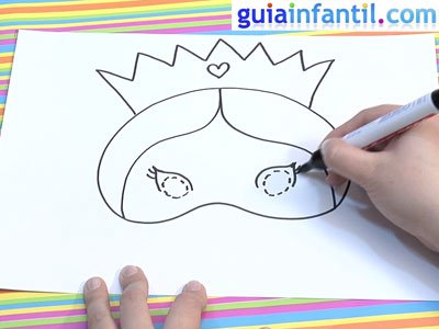 Antifaz de princesa para dibujar y pintar. Paso 3. Antifaz de princesa para dibujar y pintar. Paso 3.