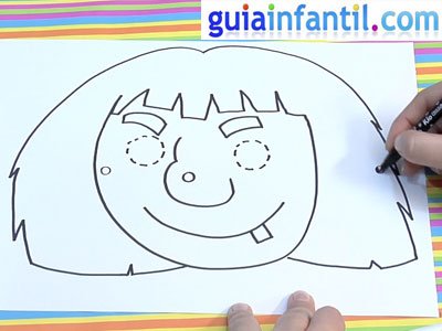 Antifaz de una bruja para dibujar. Paso 3.